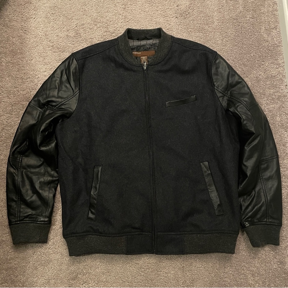 Perry Ellis Leather and Wool Varsity Jacket - XL